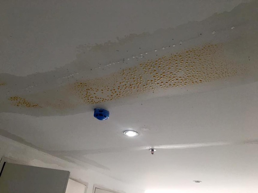 Trần nhà mới đưa vào sử dụng nhưng đã thấm nước
