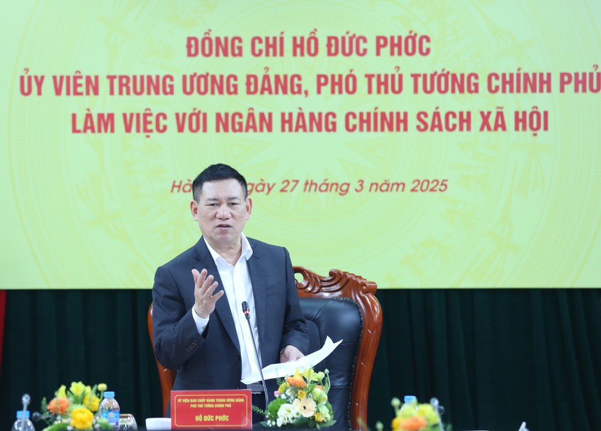 Phó Thủ tướng Chính phủ Hồ Đức Phớc chủ trì buổi làm việc với NHCSXH