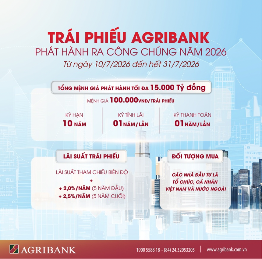 Agribank chào bán 15.000 tỷ đồng trái phiếu ra công chúng 2026