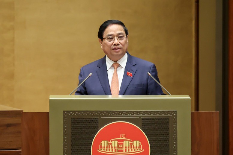 Thủ tướng Chính phủ Phạm Minh Chính trình bày các báo cáo kinh tế xã hội trước Quốc hội sáng 20/10 (Ảnh: chinhphu.vn)