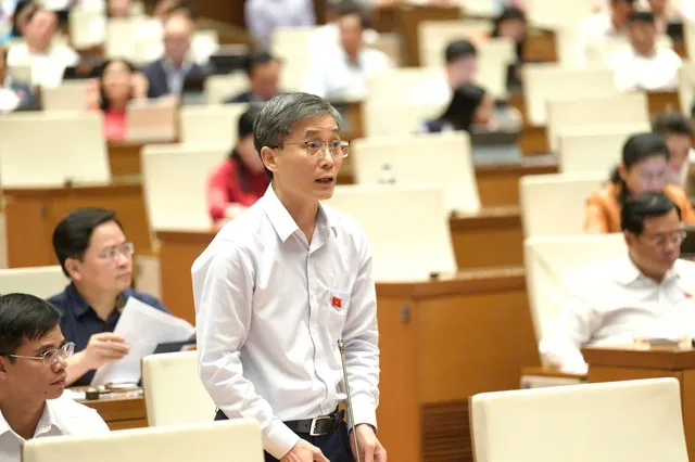 Đại biểu Nguyễn Khánh Ngọc (đoàn Đà Nẵng) phát biểu tại hội trường chiều 11/4 