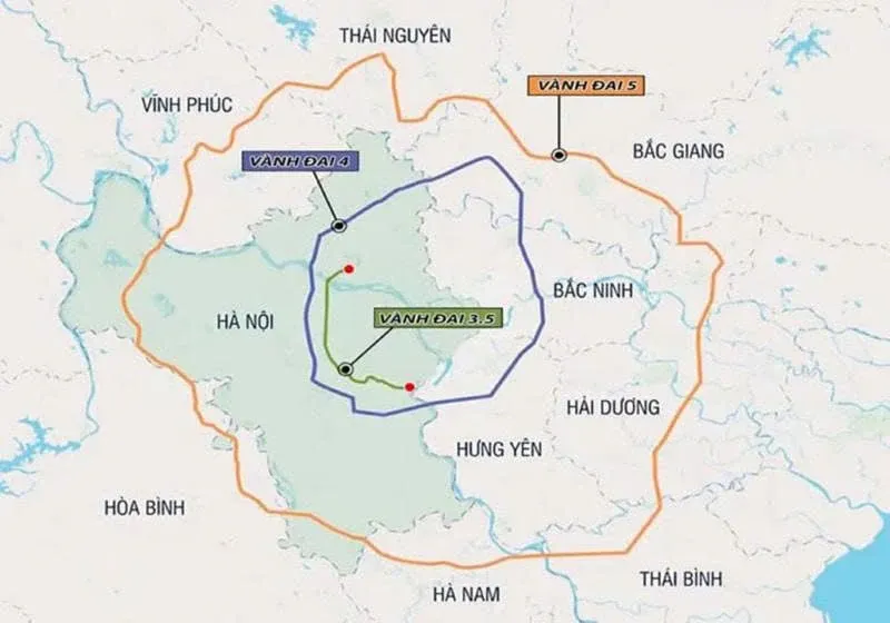 Đường vành đai 5 Vùng Thủ đô sẽ đi qua 7 tỉnh, thành Dự án đường Vành đai 5 đi qua 7 tỉnh thành sẽ mở ra không gian phát triển mới