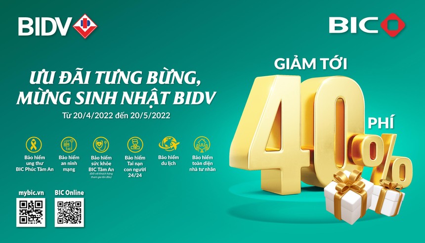BIC ưu đãi tới 40% nhiều sản phẩm bảo hiểm 