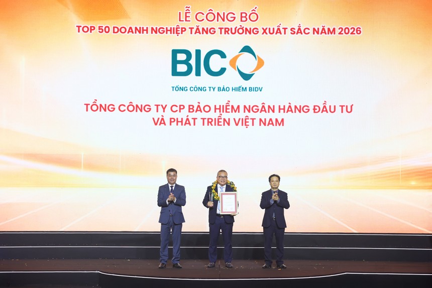 BIC đứng trong Top 50 doanh nghiệp tăng trưởng xuất sắc Việt Nam năm 2026