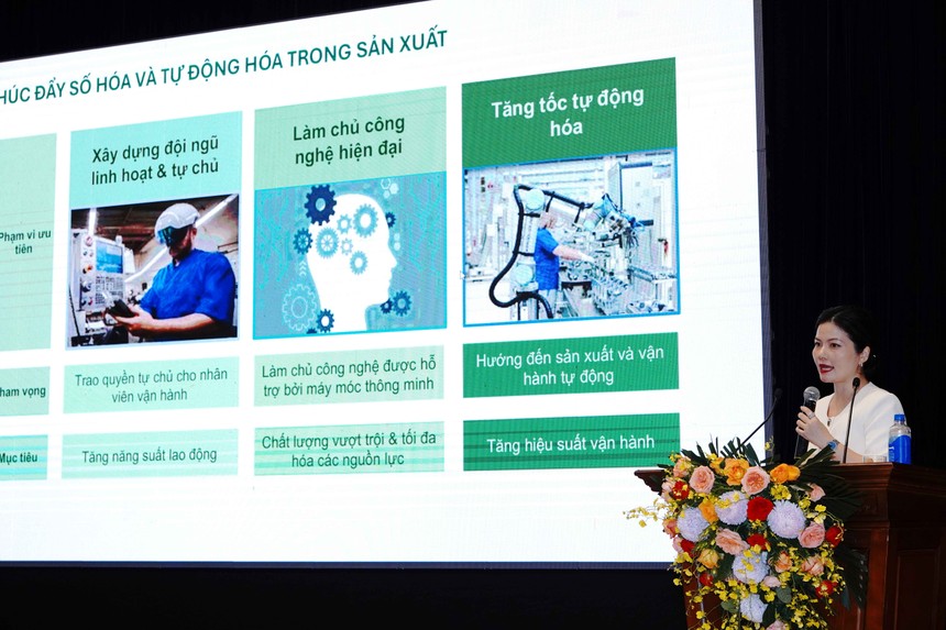 Bà Lê Thị Hoài Thương, Giám đốc Đối ngoại Nestlé Việt Nam chia sẻ tại hội thảo chuyên đề về phát triển ngành sữa