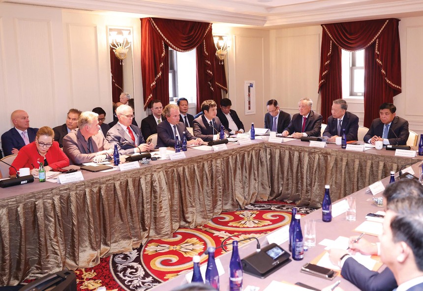 Tổng Bí thư, Chủ tịch nước Tô Lâm phát biểu tại Tọa đàm "Tăng cường hợp tác Việt Nam - Hoa Kỳ trong phát triển ngành công nghiệp bán dẫn và trí tuệ nhân tạo" ngày 22/9/2024. Ảnh: Lâm Khánh/TTXVN 