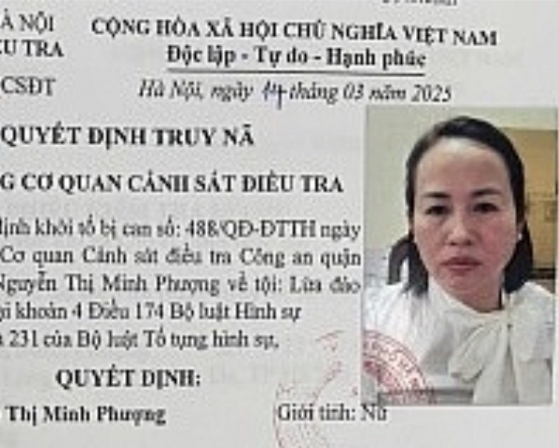 Cựu cán bộ Văn phòng Bộ Giáo dục và Đào tạo Nguyễn Thị Minh Phượng bị truy nã do chiếm đoạt hơn 1,6 tỷ đồng.