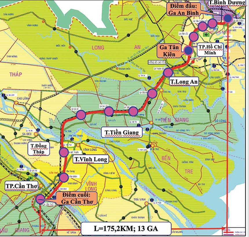 Sơ đồ tuyến đường TP.HCM - Cần Thơ.
