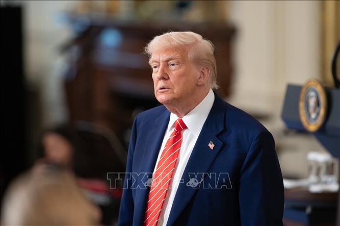 Tổng thống Mỹ Donald Trump phát biểu tại Nhà Trắng, Washington, D.C. Ảnh: THX/TTXVN