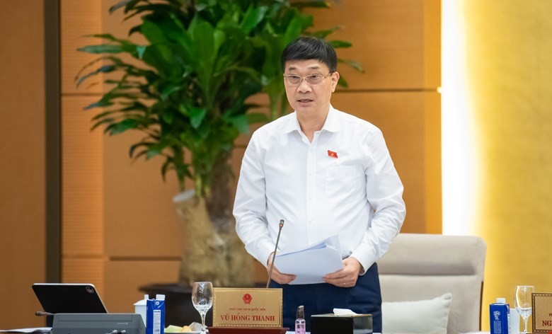 Phó chủ tịch Quốc hội Vũ Hồng Thanh điều hành phiên thảo luận. 
