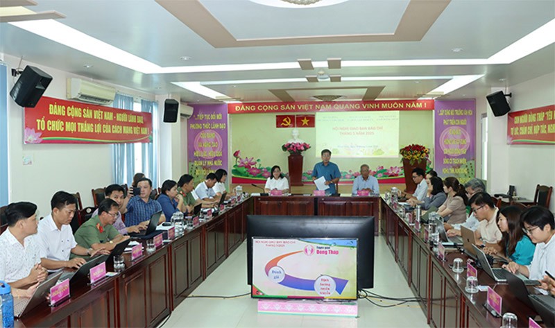 Toàn cảnh Hội nghị Giao ban báo chí tỉnh Đồng Tháp tháng 5/2025. Ảnh Cổng TTĐT Đồng Tháp