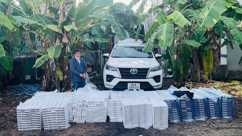 Tiền Giang phát hiện vụ vận chuyển 17.000 bao thuốc lá điếu nhập lậu ngày 1/6. (Ảnh: Ban Chỉ đạo 389)