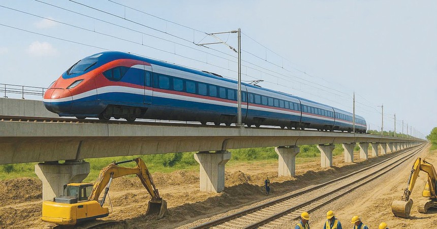 Nhiều dự án hạ tầng đường sắt nhằm tăng cường kết nối liên vùng đang được gấp rút chuẩn bị đầu tư. Ảnh: AI Nhã Chi