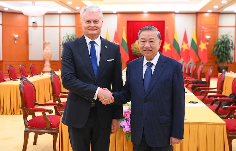 Tổng Bí thư Tô Lâm tiếp Tổng thống Cộng hòa Lithuania Gitanas Nauseda. Ảnh: Đức Thanh