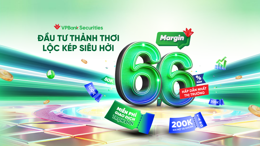 VPBankS tung ra combo chính sách margin 6,6%/năm, miễn phí giao dịch trọn đời và tặng điểm Loyalty.