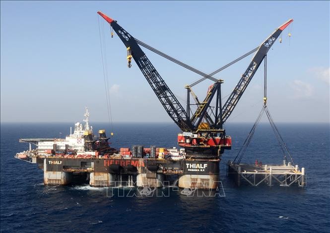 Giàn khoan mỏ khí đốt Leviathan ở ngoài khơi thành phố Haifa, Israel, ngày 31/1/2019. Ảnh tư liệu: AFP/TTXVN