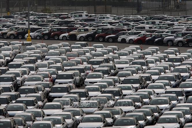 Ô tô nhập khẩu tại cảng Long Beach, California, Mỹ. Ảnh: Getty Images/TTXVN