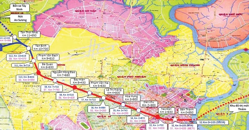 Dự án Metro số 2 (Bến Thành - Tham Lương) có tổng chiều dài 11,3 km với 11 nhà ga. Ảnh: NC st