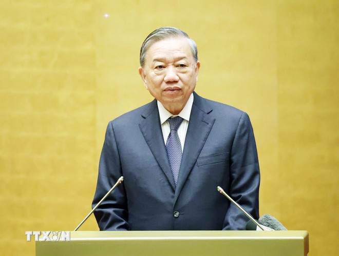 Tổng Bí thư Tô Lâm phát biểu tại Hội nghị (Ảnh: TTXVN)