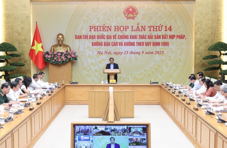 Thủ tướng Chính phủ Phạm Minh Chính chủ trì Phiên họp lần thứ 14 của Ban Chỉ đạo Quốc gia về chống khai thác hải sản bất hợp pháp, không báo cáo và không theo quy định (IUU).