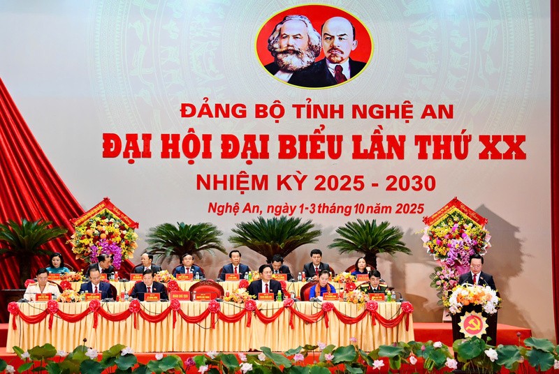 Khai mạc trọng thể Đại hội Đại biểu Đảng bộ tỉnh Nghệ An lần thứ XX, nhiệm kỳ 2025-2030.