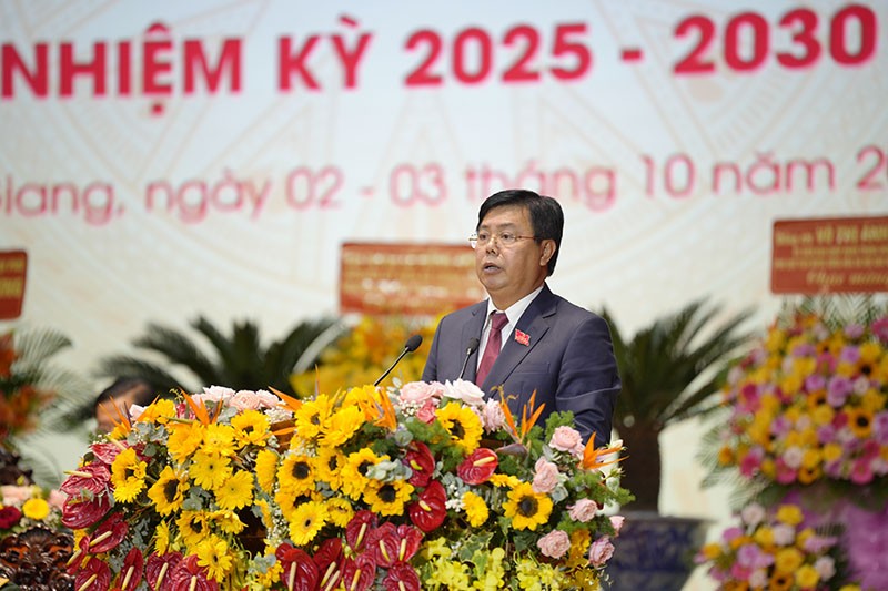 Bí thư Tỉnh ủy An Giang Nguyễn Tiến Hải phát biểu khai mạc Đại hội