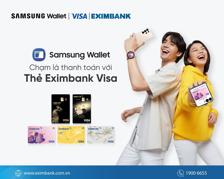 Thẻ Eximbank Visa nay đã tích hợp trên Samsung Pay giúp khách hàng thanh toán nhanh chóng, bảo mật tối ưu.