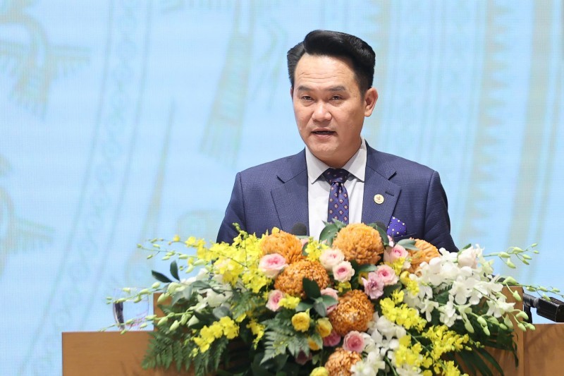Ông Đặng Hồng Anh, Chủ tịch Hội Doanh nhân trẻ Việt Nam phát biểu tại Hội nghị Thủ tướng Chính phủ gặp mặt đại diện doanh nghiệp nhân Ngày Doanh nhân Việt Nam chiều ngày 9/10/2025