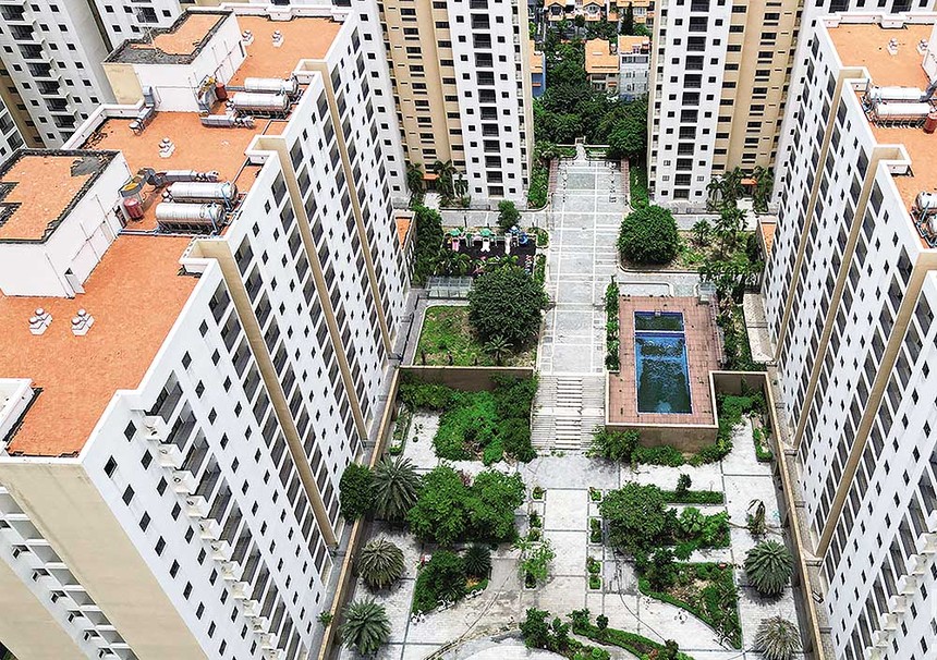 Khu tái định cư Bình Khánh nhiều căn hộ vẫn bỏ trống.