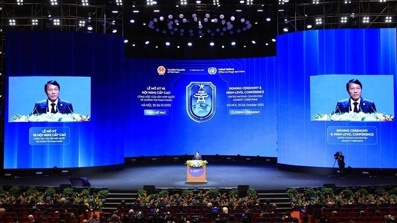 Đại tướng Lương Tam Quang, Bộ trưởng Bộ Công an phát biểu bế mạc. Ảnh: Tuấn Anh - TTXVN.