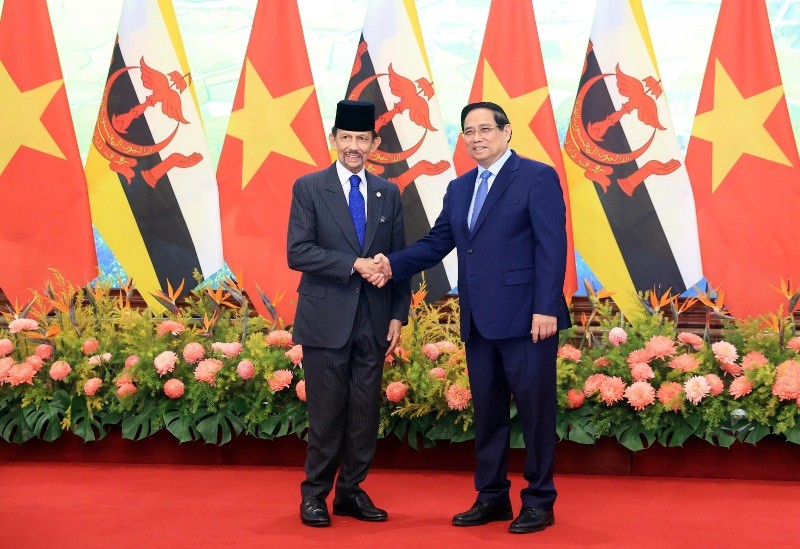 Thủ tướng Phạm Minh Chính hội kiến Quốc vương Brunei Darussalam Haji Hassanal Bolkiah. Ảnh: Đức Thanh