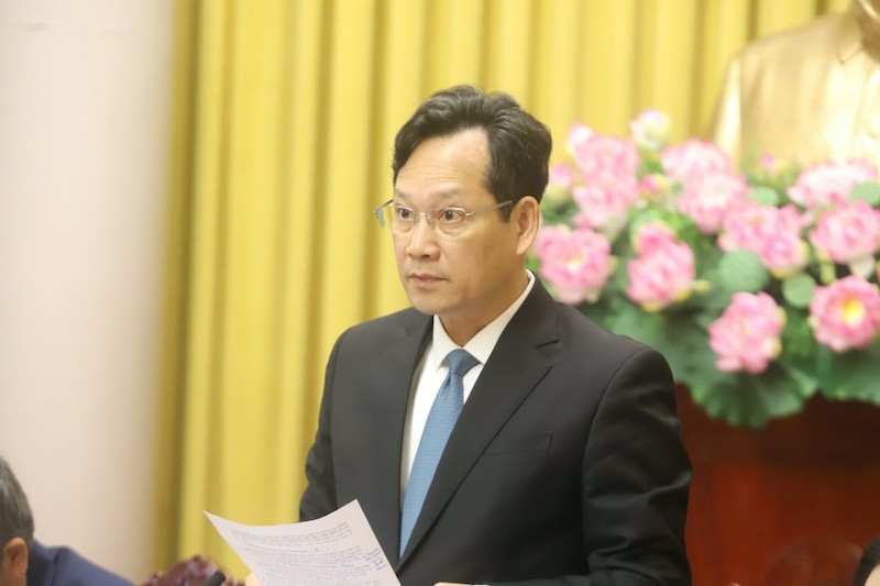 Phó chánh án Tòa án Nhân dân Tối cao Nguyễn Văn Tiến giới thiệu điểm mới của Luật - Ảnh TT 