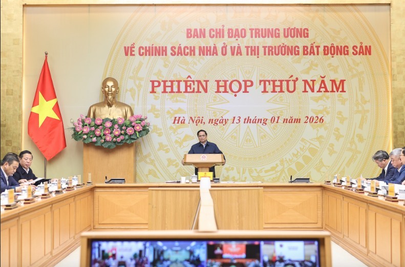 Thủ tướng Chính phủ Phạm Minh Chính chủ trì cuộc họp của Ban Chỉ đạo Trung ương về chính sách nhà ở và thị trường bất động sản. Ảnh: VGP.