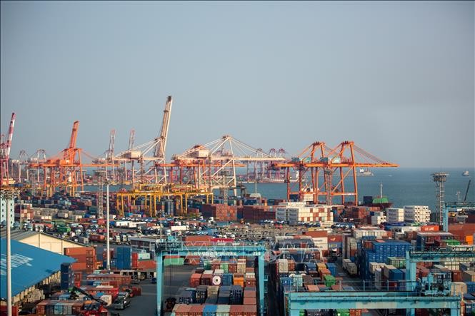 Cảng hàng hóa ở Busan, Hàn Quốc. Ảnh: THX/TTXVN