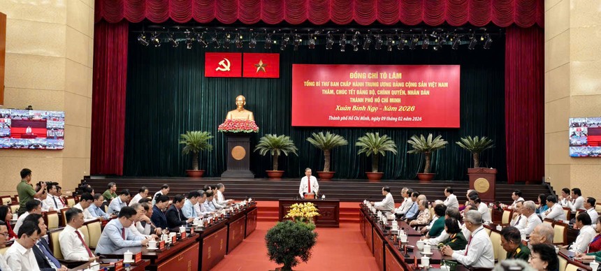 Tổng Bí thư Tô Lâm đến thăm, chúc Tết Đảng bộ, chính quyền, Nhân dân TP.HCM