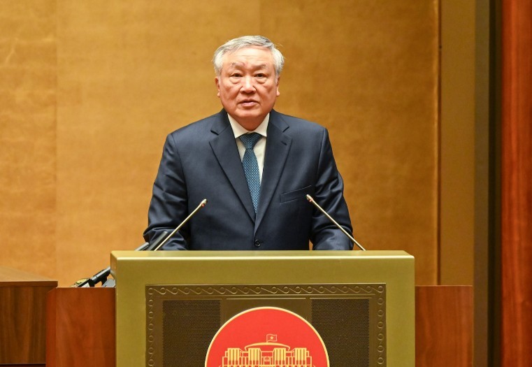 Phó Thủ tướng Thường trực Chính phủ Nguyễn Hòa Bình báo cáo tại Hội nghị.