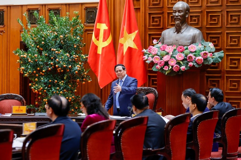 Thủ tướng Phạm Minh Chính chủ trì cuộc họp về điều hành chính sách tiền tệ, tài khóa - Ảnh: VGP.