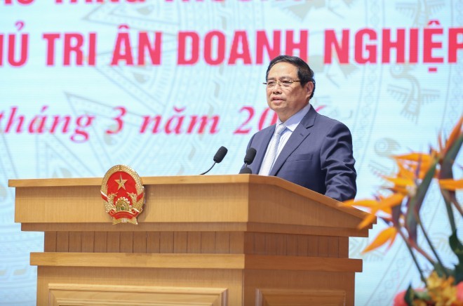 Thủ tướng Phạm Minh Chính: Chúng ta phải vươn xa ra biển lớn, khai thác 7 tầng năng lượng của biển; bay cao lên vũ trụ; tiến sâu vào lòng đất để khai thác không gian ngầm - Ảnh VGP.