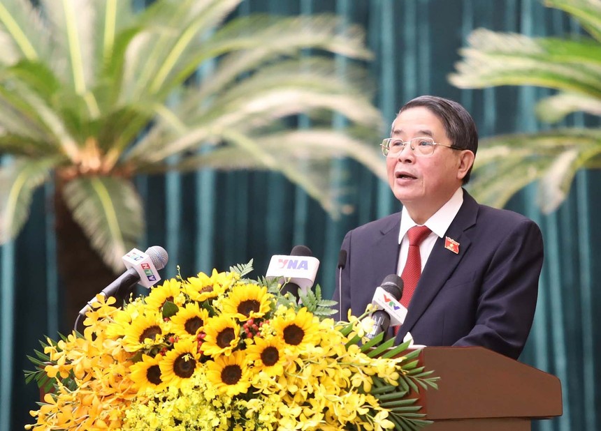 Phó chủ tịch Quốc hội Nguyễn Đức Hải phát biểu tại kỳ họp. Ảnh: Trọng Tín.