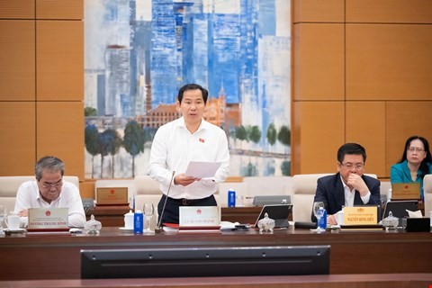 Tổng thư ký, Chủ nhiệm Văn phòng Quốc hội Lê Quang Mạnh trình bày báo cáo. 