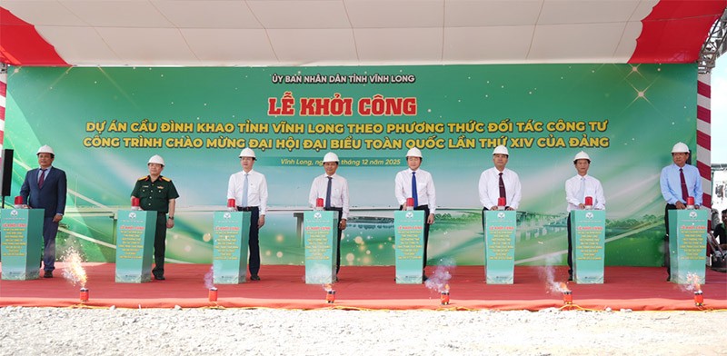 Dự án cầu Đình Khao đã được khởi công vào ngày 19/12/2025. Nguồn: www.vinhlong.gov.vn