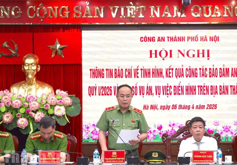 Trung tướng Nguyễn Thanh Tùng, Giám đốc Công an TP. Hà Nội phát biểu khai mạc hội nghị.