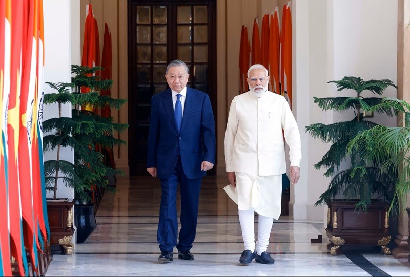Tổng Bí thư, Chủ tịch nước Tô Lâm và Thủ tướng Ấn Độ Narendra Modi. (Ảnh: Thống Nhất/TTXVN)