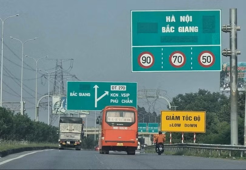 Một đoạn cao tốc Hà Nội - Bắc Giang.