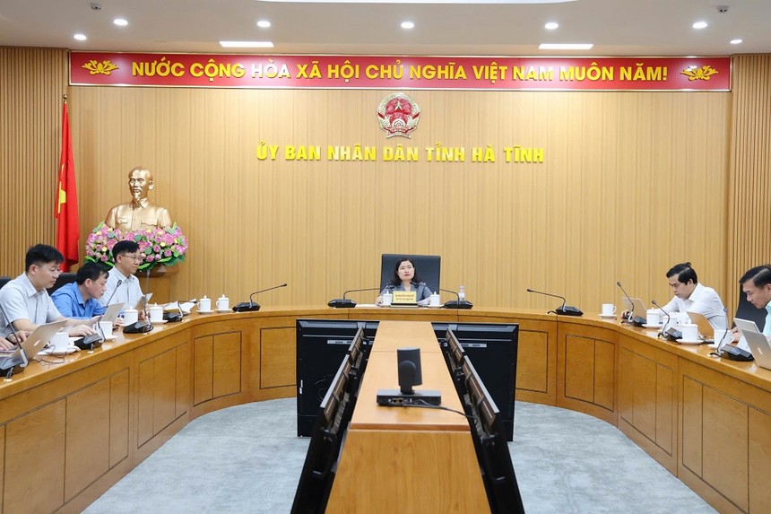Bà Nguyễn Thị Nguyệt - Phó chủ tịch UBND tỉnh Hà Tĩnh chủ trì cuộc họp