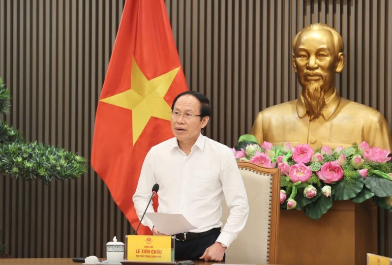 Phó Thủ tướng Chính phủ Lê Tiến Châu chủ trì cuộc họp về tình hình tổng rà soát hệ thống văn bản quy phạm pháp luật (VBQPPL) - Ảnh: VGP.