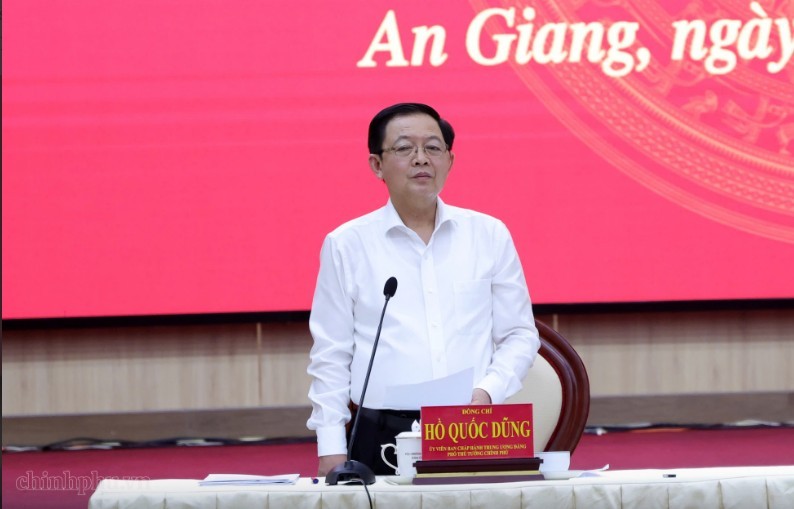 Phó Thủ tướng Chính phủ Hồ Quốc Dũng và Đoàn công tác làm việc với tỉnh An Giang về việc thực hiện mục tiêu tăng trưởng năm 2026. Ảnh: Chinhphu.vn