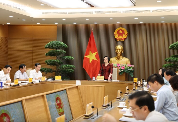 Phó Thủ tướng Phạm Thị Thanh Trà, Chủ tịch Ủy ban Quốc gia về Người cao tuổi Việt Nam phát biểu tại Hội nghị - Ảnh: chinhphu.vn/
