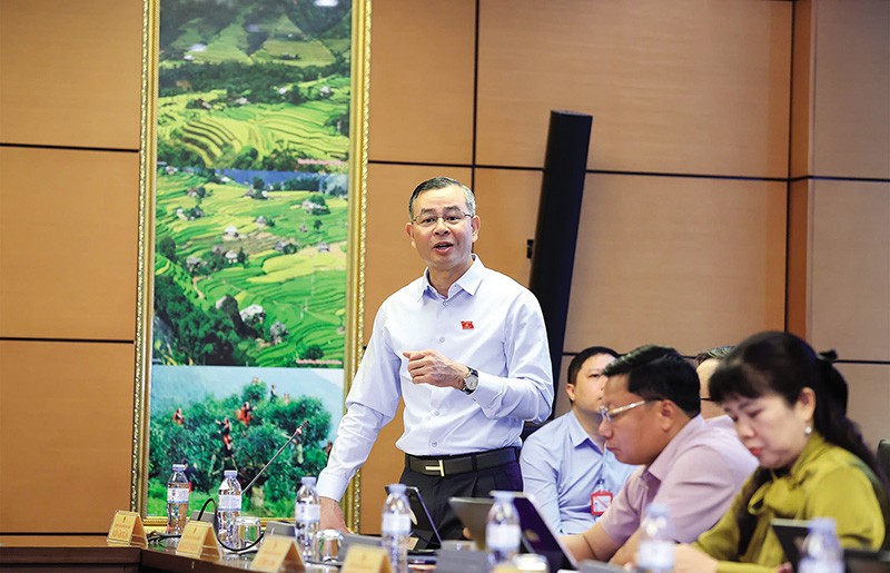 Bộ trưởng Bộ Tài chính Ngô Văn Tuấn phát biểu tại tổ thảo luận 