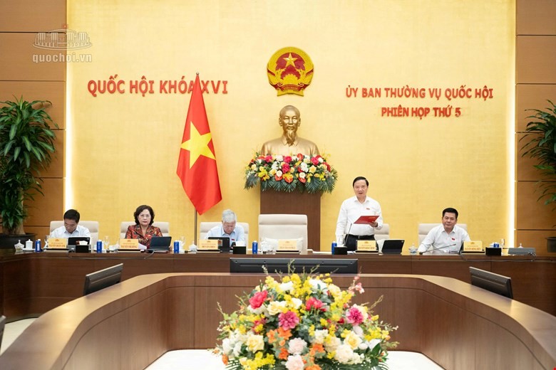 Phó chủ tịch Quốc hội Nguyễn Khắc Định điều hành phiên thảo luận. 